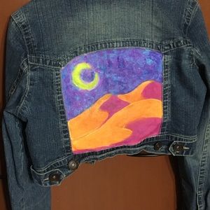 moonlit dunes painted fluro glow crop jean jacket